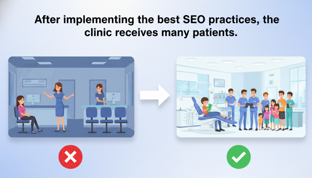 Dental clinic receiving many new patients after effective SEO work