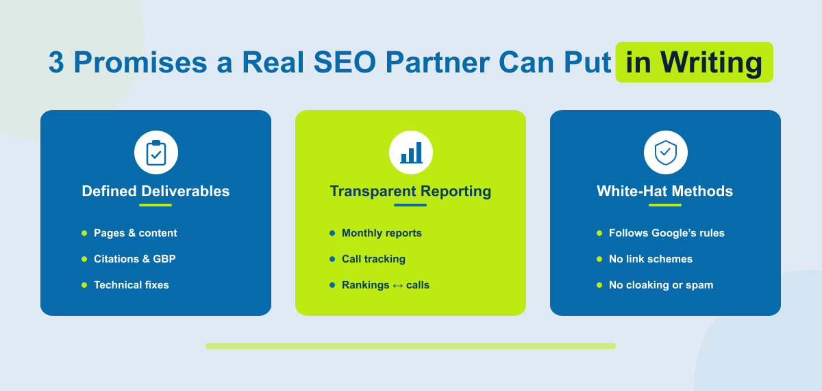Three guarantees a real dental SEO agency can put in writing