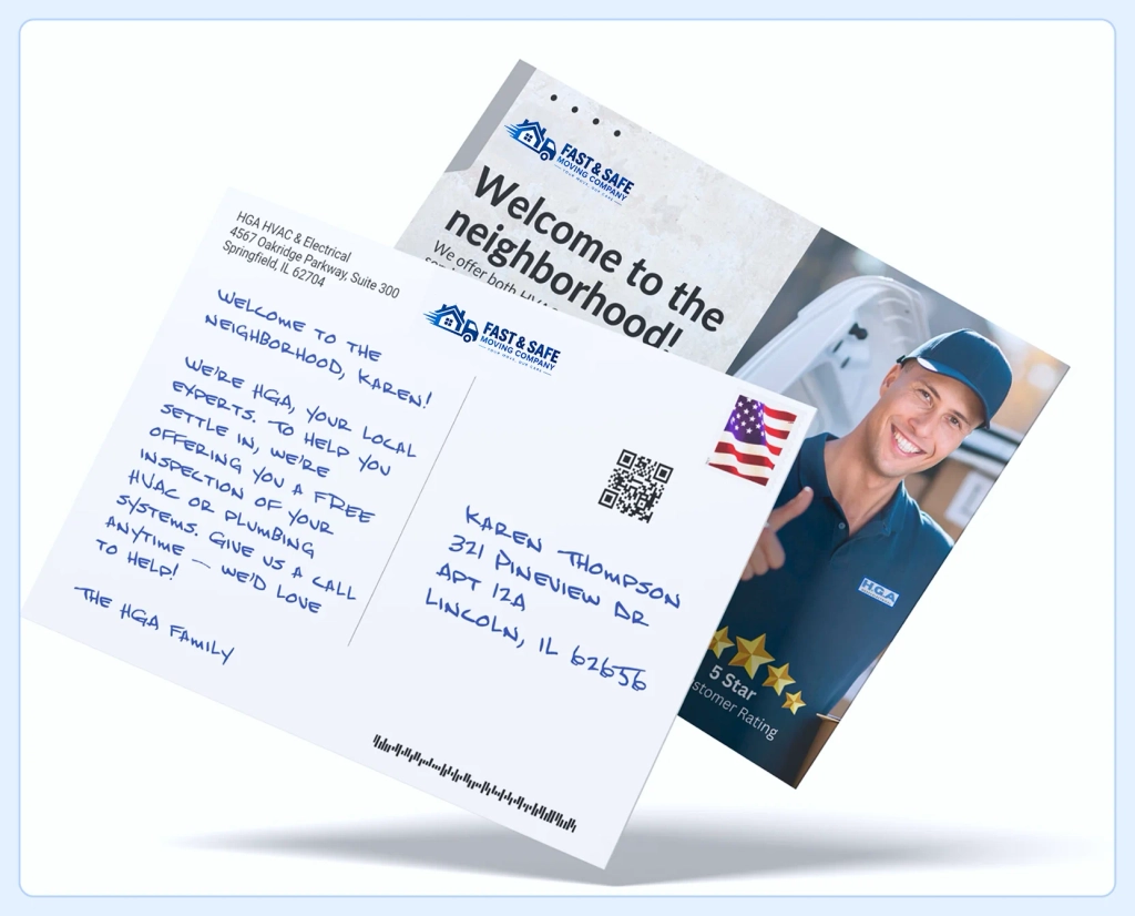 Welcome to the neighborhood postcard mailed by a local moving company