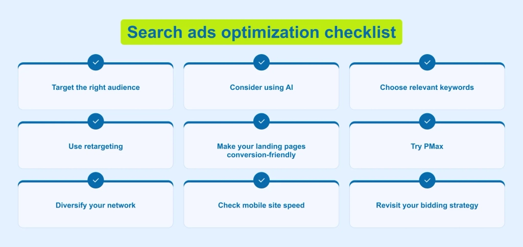9-item PPC checklist for movers: keywords, landing pages, bids, speed